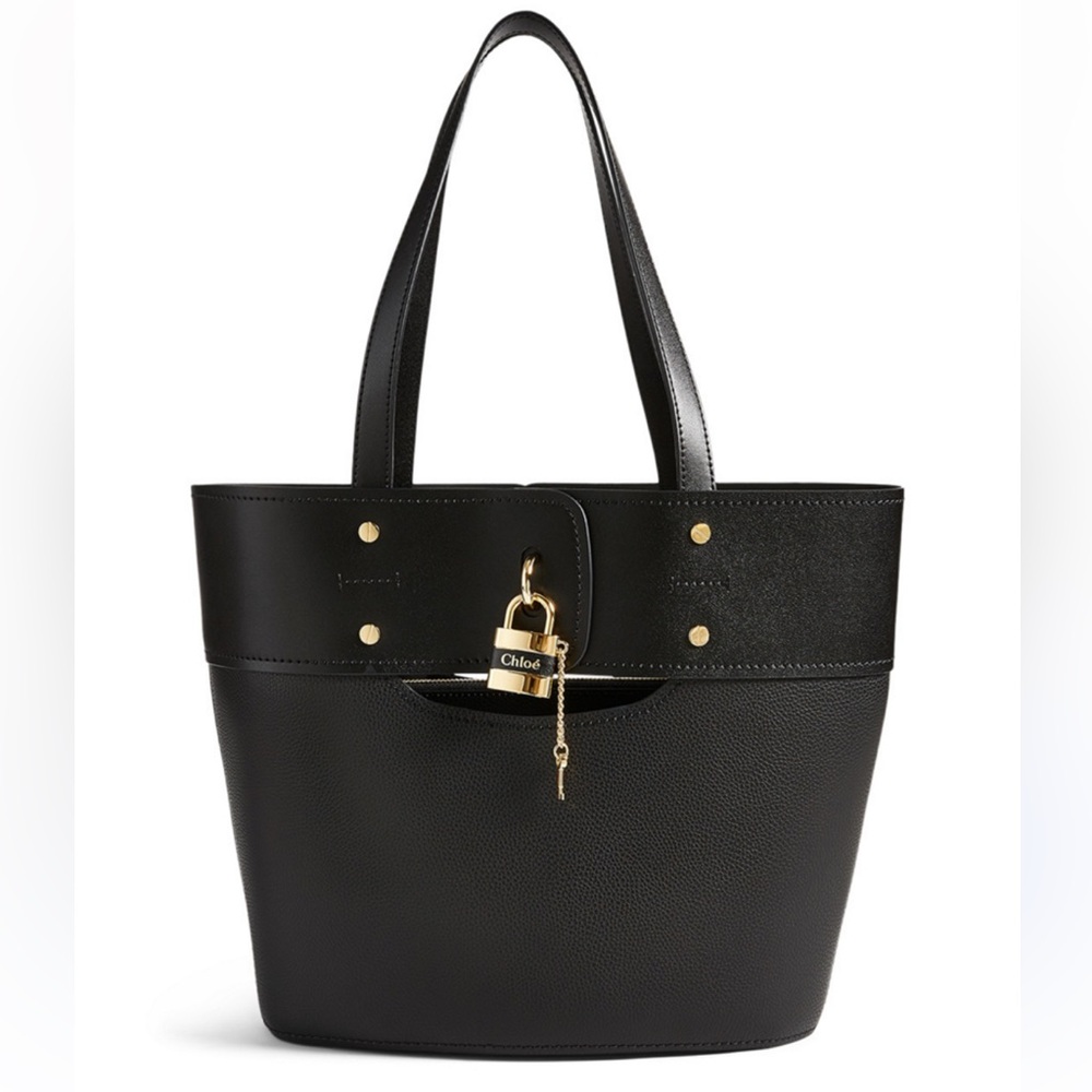 Chloé Aby Padlock Leather Tote Bucket Bag